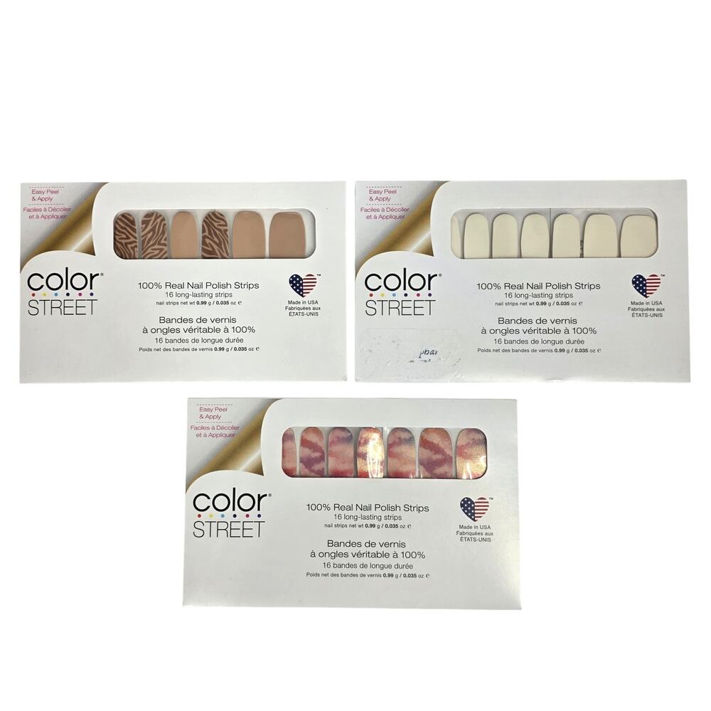 COLOR STREET NAIL POLISH STRIPS – 3‑PACK BUNDLE – NEW/SEALED – MIXED SHADES